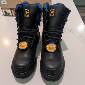 Chinook Tarantula Boots Mens 10 Leather Black Steel Toe Slip Resistant
